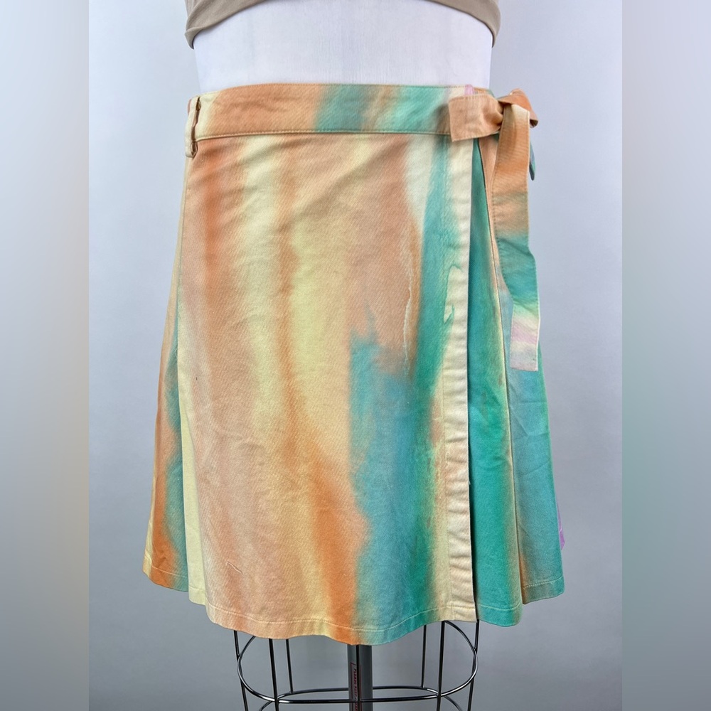 💚 3325. Denim Pleated Wrap Mini Skirt